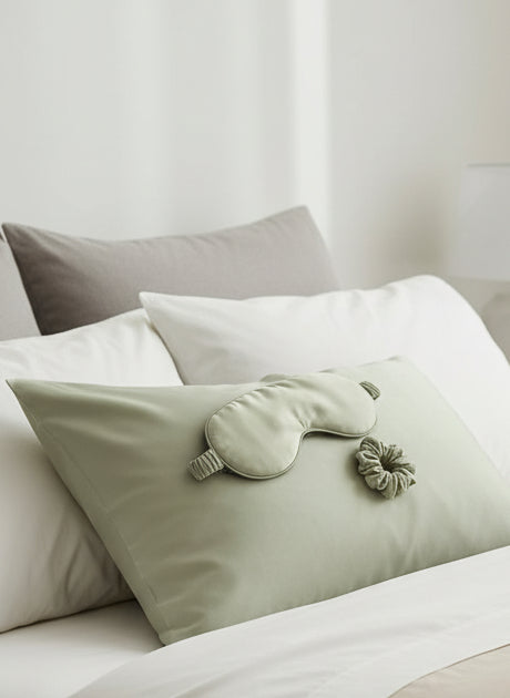 Šilko produktų rinkinys (pagalvės užvalkalas, kaukė, gumytė) - La Nuit - Spalvą išsirinkite!