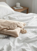 Šilko produktų rinkinys (pagalvės užvalkalas, kaukė, gumytė) - La Nuit - Šampaninis