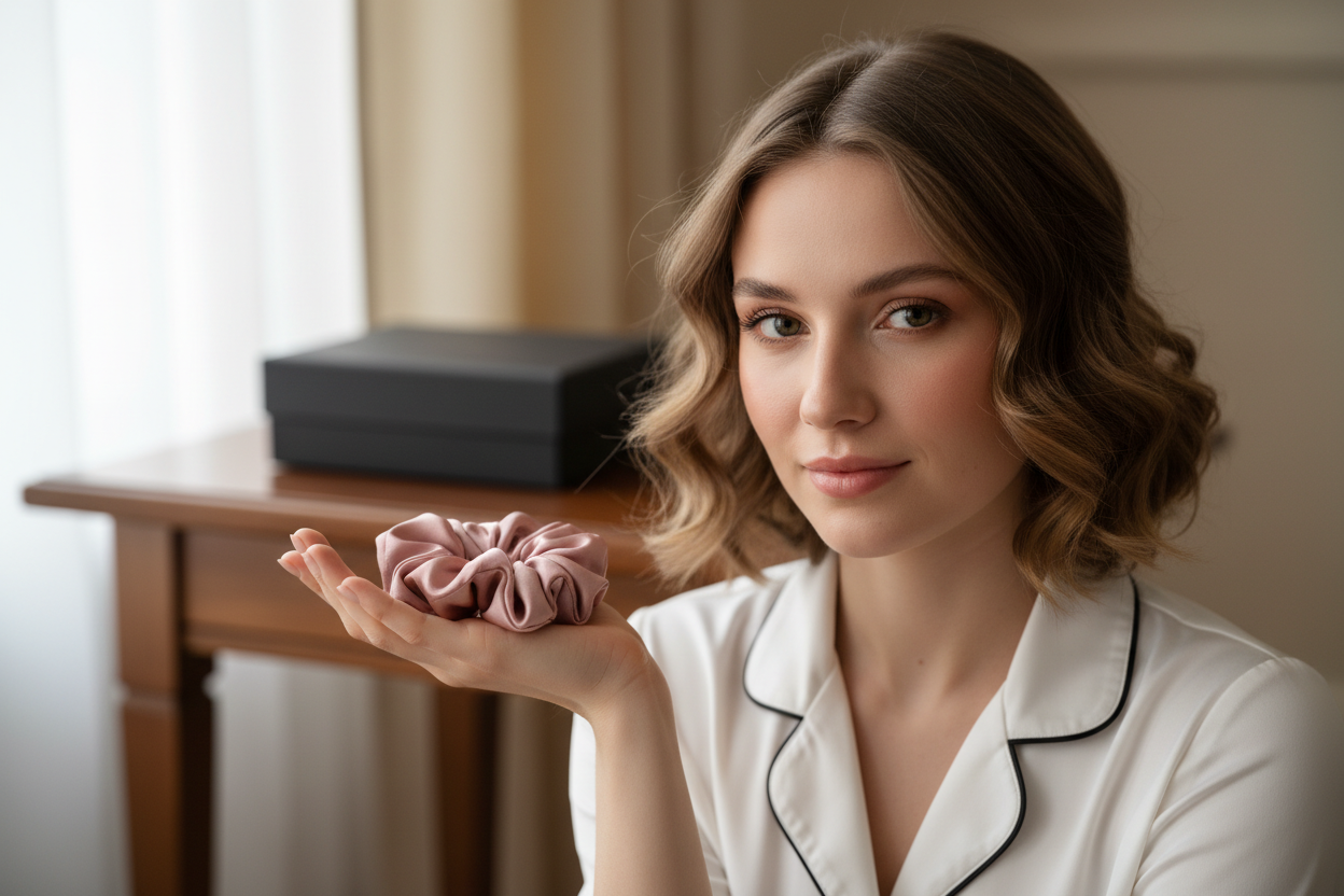 Šilkinės plaukų gumytės (2 vnt., 3.5 cm) - La Nuit - Lotus