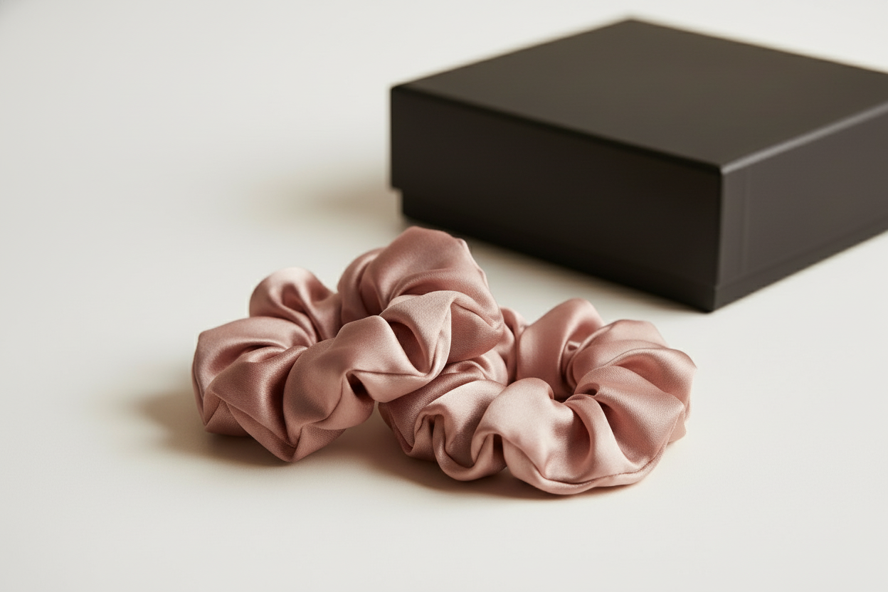 Šilkinės plaukų gumytės (2 vnt., 3.5 cm) - La Nuit - Pink