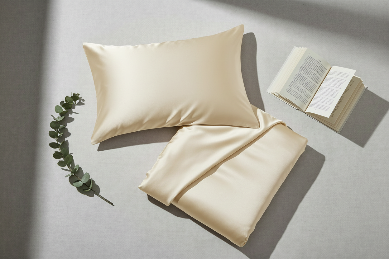 Natūralaus šilko pagalvės užvalkalas - La Nuit - Kreminė