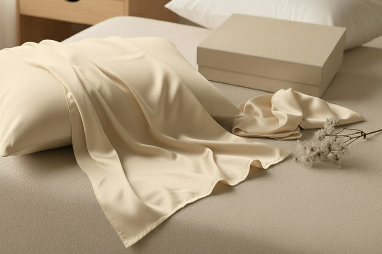 Natūralaus šilko pagalvės užvalkalas - La Nuit - Kreminė